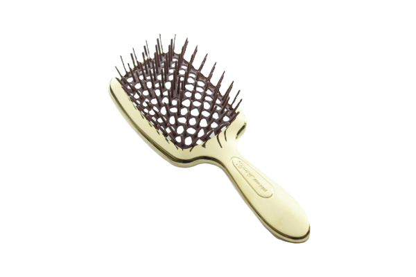 Расческа для волос золотая с коричневым Janeke Superbrush